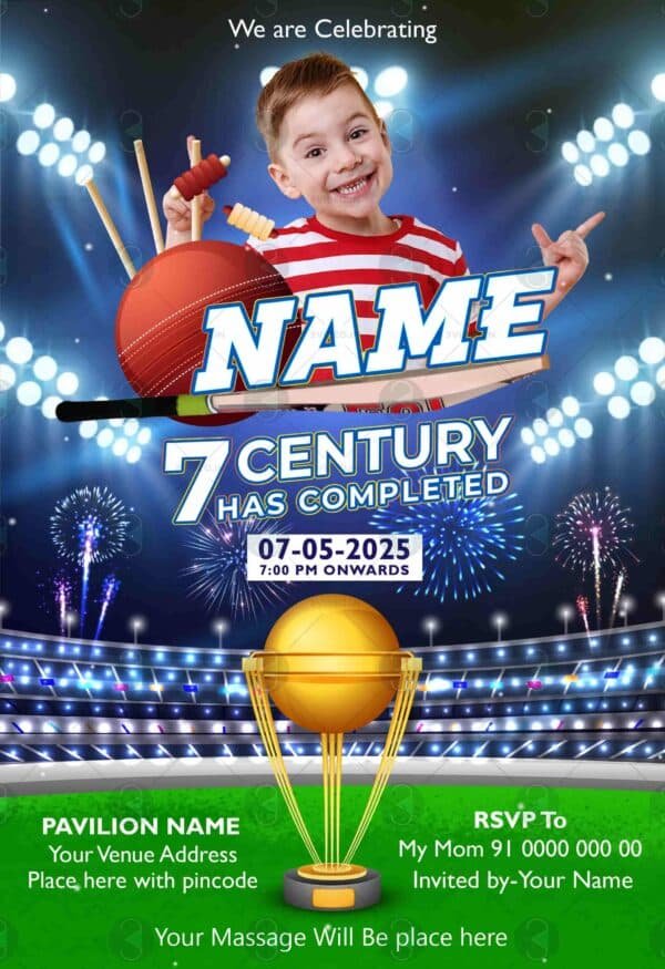 Birthday Invitation Card Cricket Theme preview