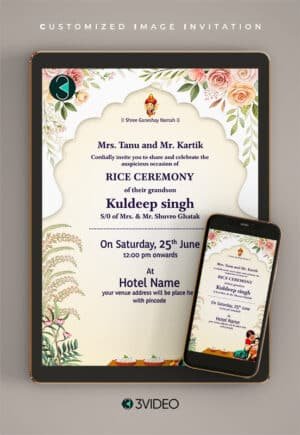 Rice Ceremony Invitation Card | 3VIDEO.IN