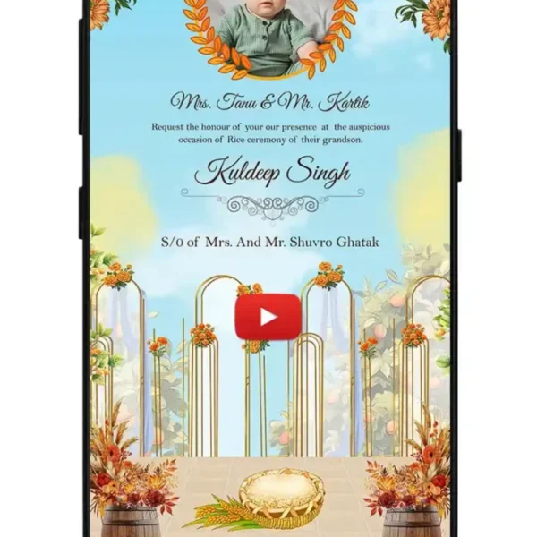 Rice Feeding Ceremony Invitation Card