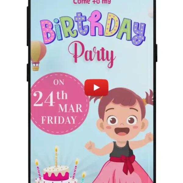 Baby Girl first Birthday Invitation Card | Magic of Birth