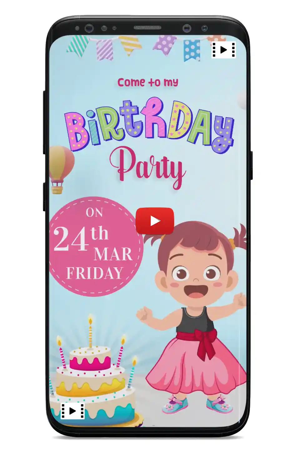Baby Girl first Birthday Invitation Card | Magic of Birth