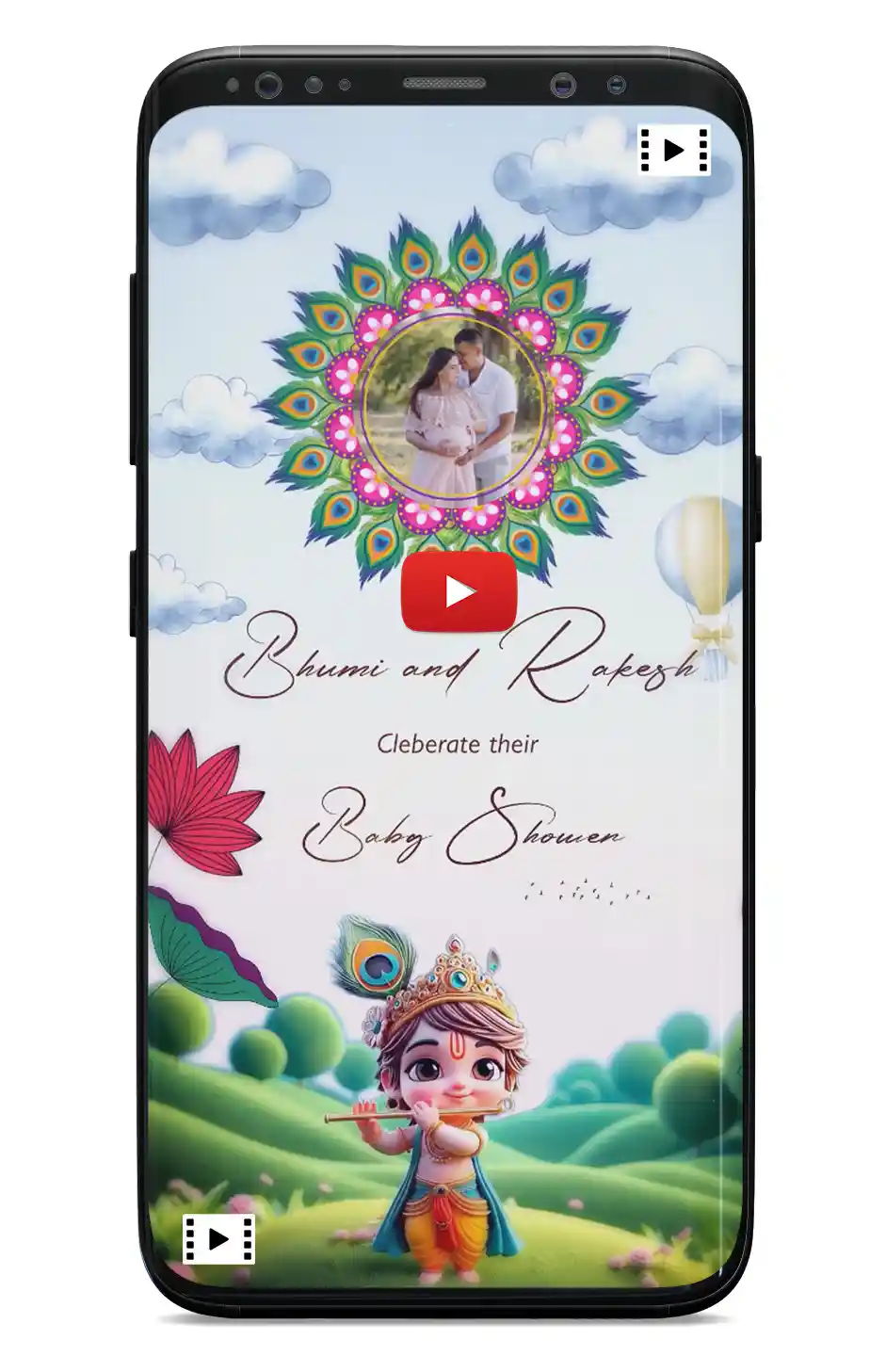 Baby Shower Invitation Card_Krishna theme