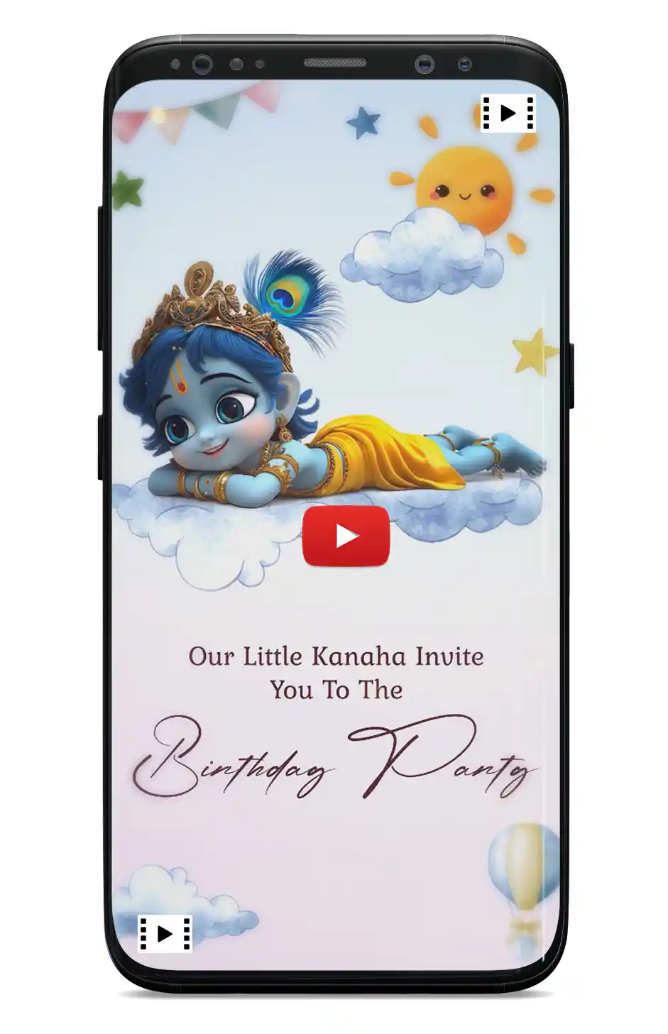 Krishna theme Birthday Invitation Card​_3D