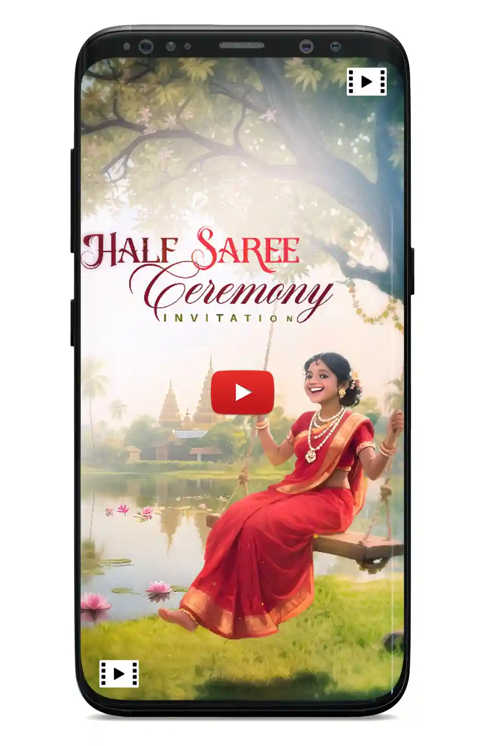 Half Saree Ceremony Invitation Card