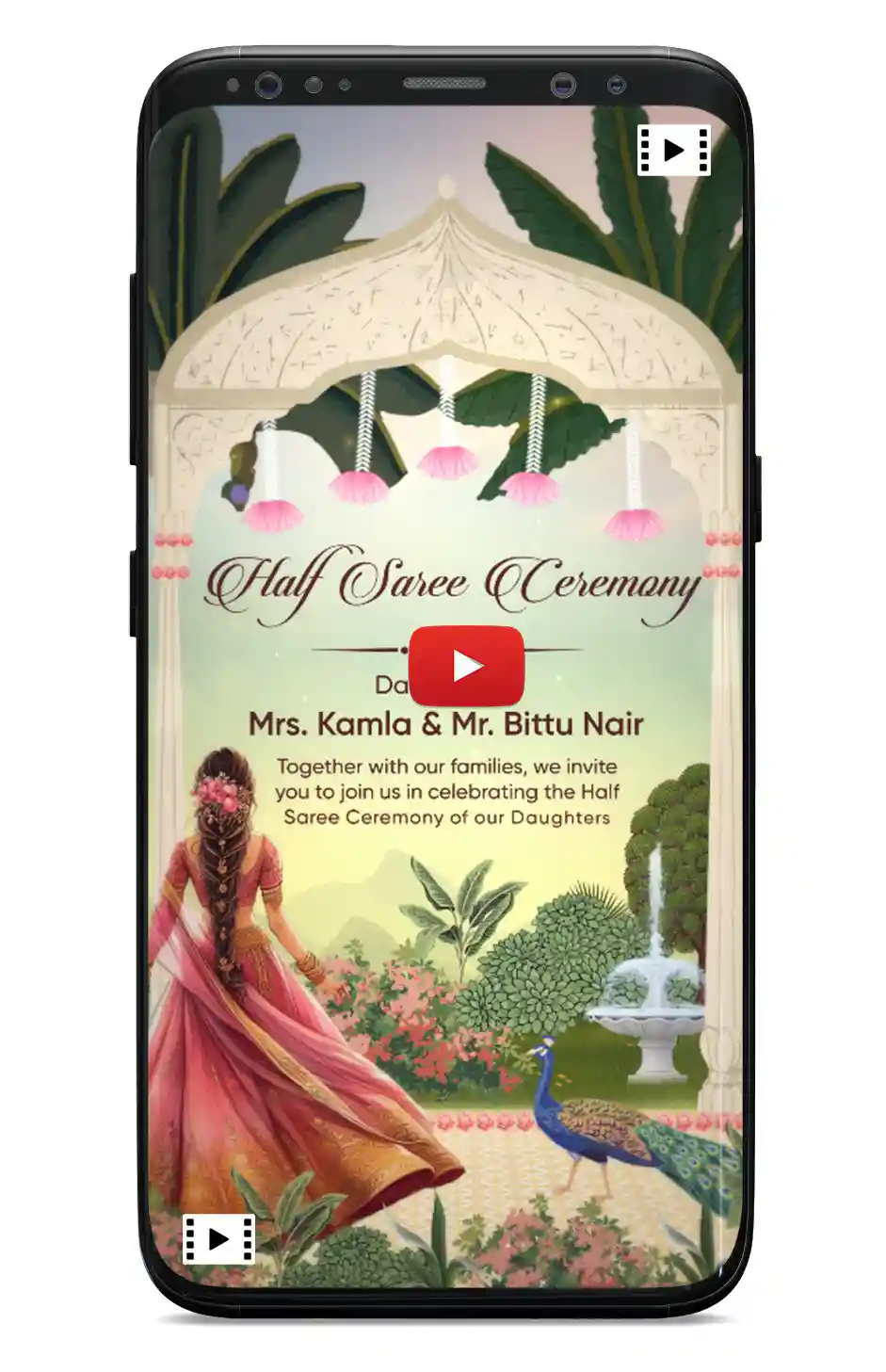 Half Saree Function Invitation Card