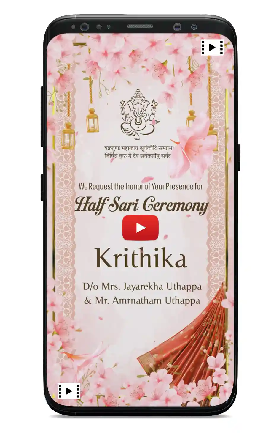 Half Saree Invitation Card
