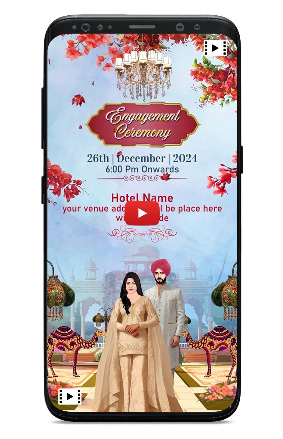 Punjabi cards wedding | Blue light | Engagement ceremony