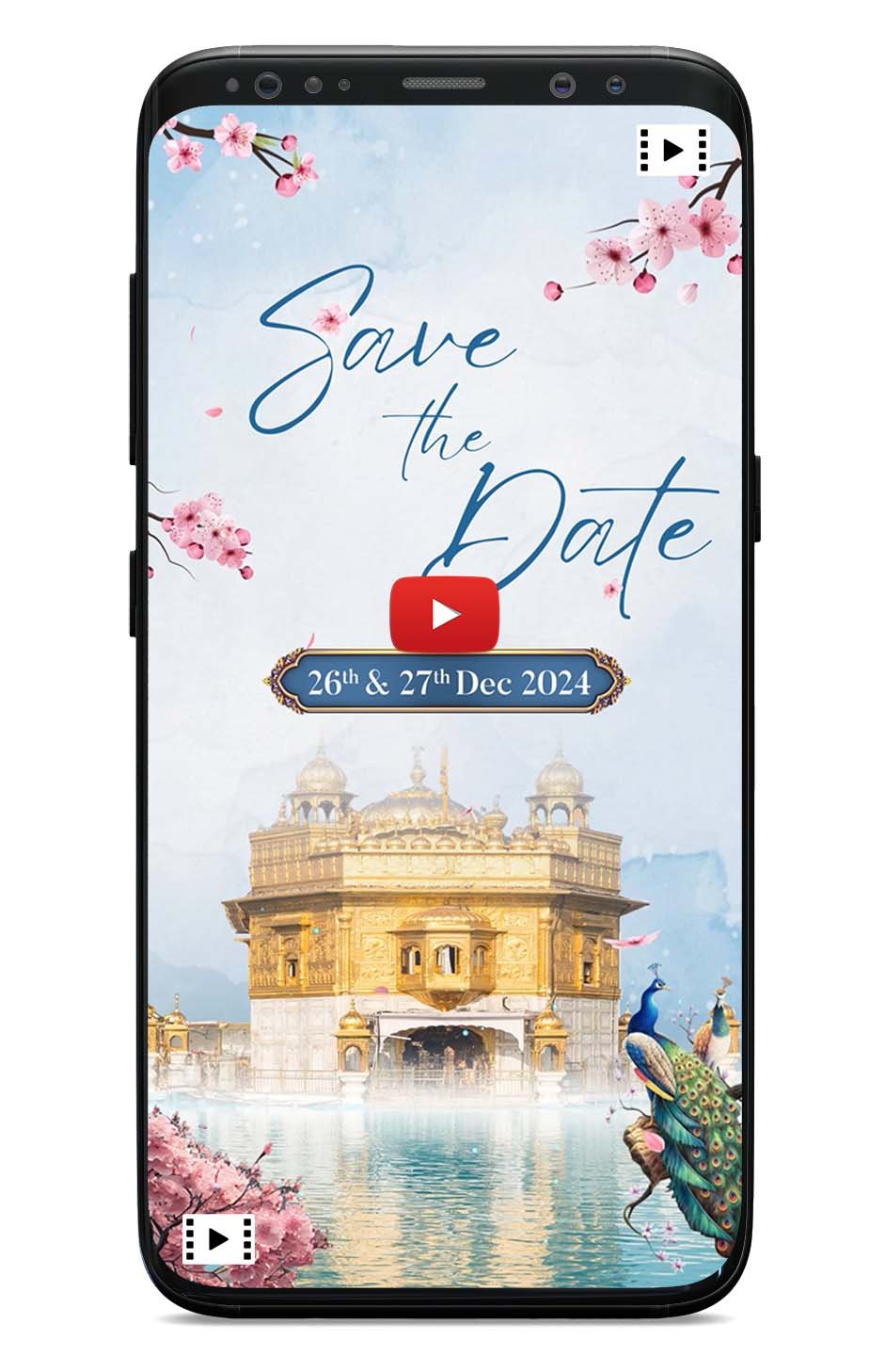 Punjabi cards wedding | Blue light | Save the date