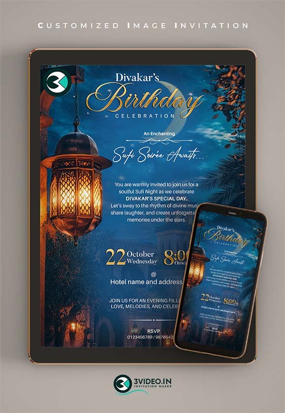 Sufi Night Birthday Invite