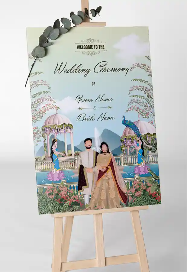 Elegant Couple Wedding Welcome Standee