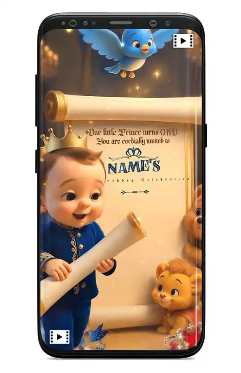 Prince Theme Birthday Invitation | Royal Prince Birthday Party Invite