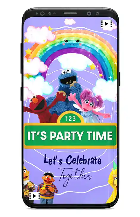 Sesame Street Birthday Invitation | Kids Cartoon Birthday Invitation