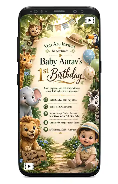 3D Jungle Birthday Invitation Video V1