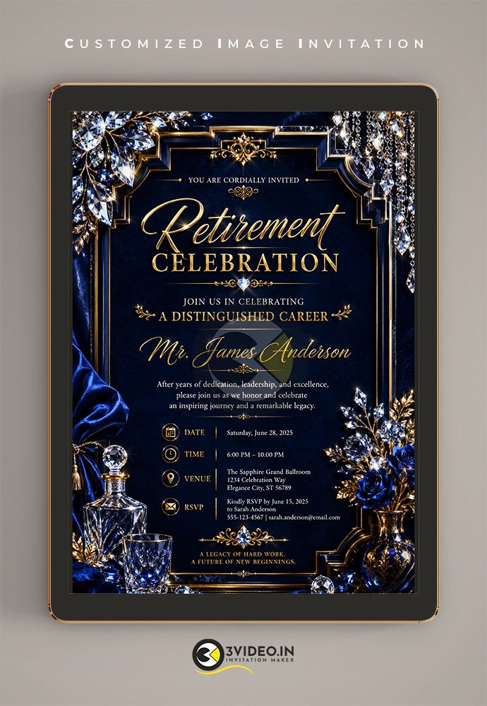 Luxury Retirement Celebration Card | Personalized Farewell Invite