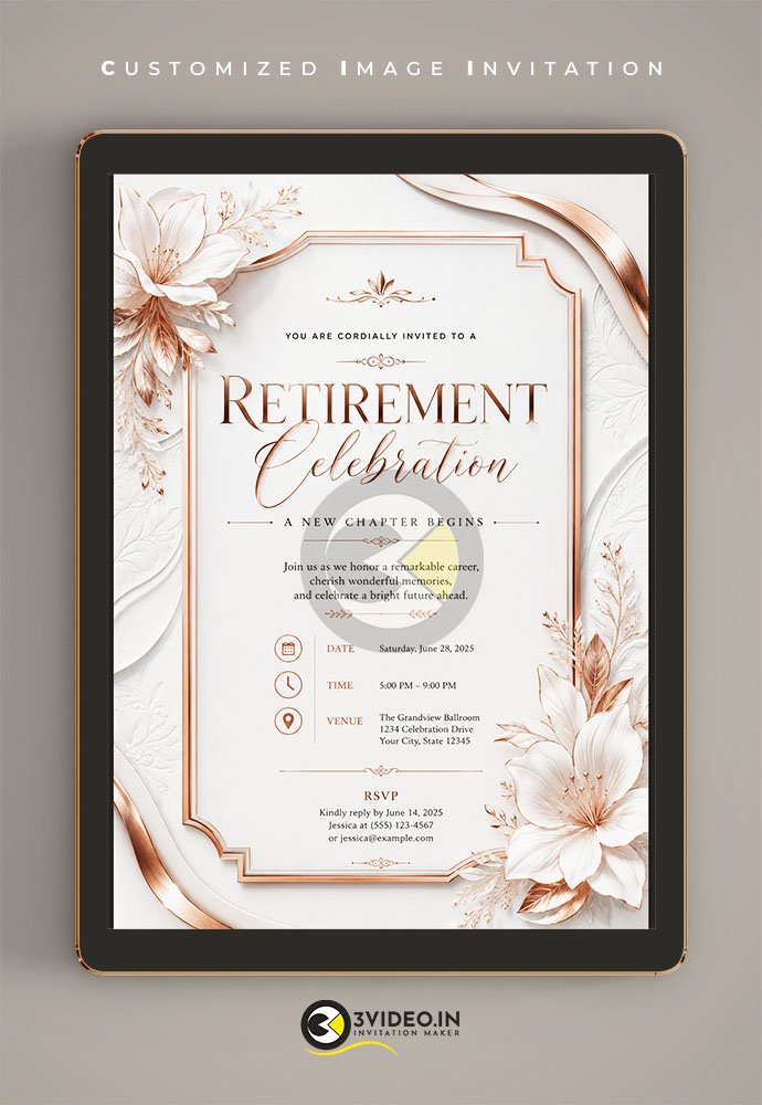 Modern Retirement Invitation Card | Retirement Function Invitation