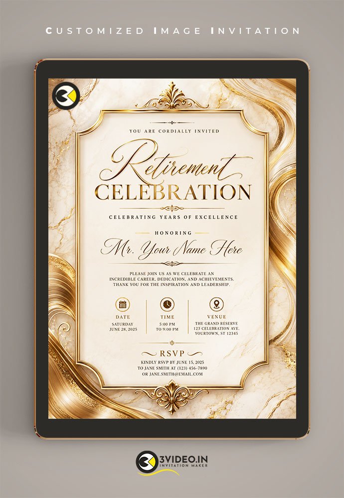 Elegant Retirement Invitation Card | Digital Celebration Invite