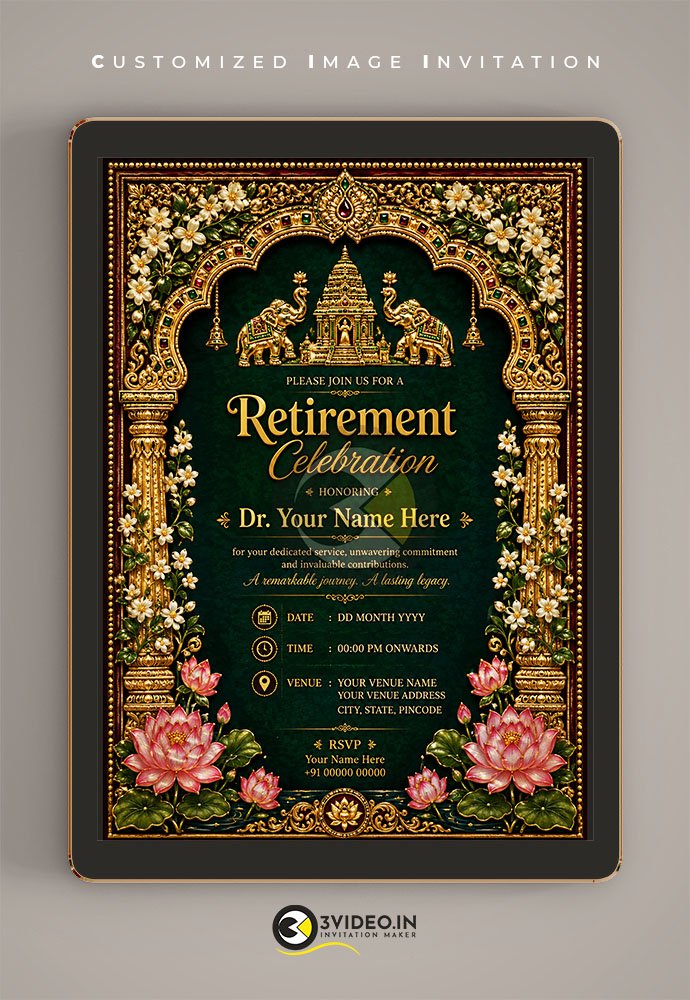 Traditional Retirement Invitation Card | Retirement Ceremony Invite