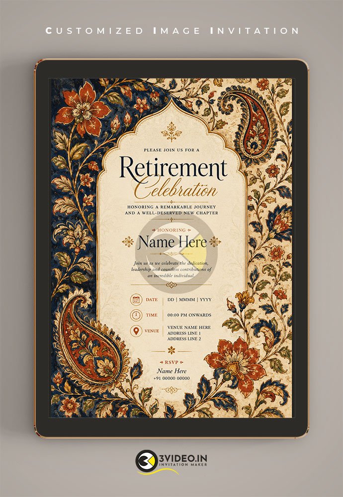 Classic Retirement Invitation Card | Elegant Retirement Invite