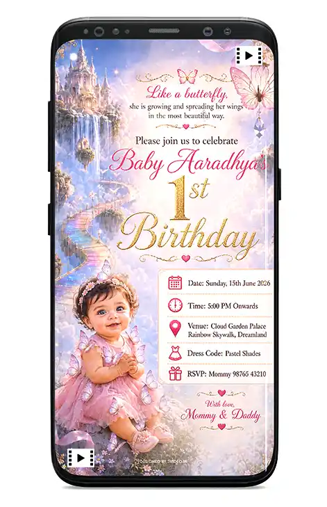 3D Butterfly birthday invitation video V2