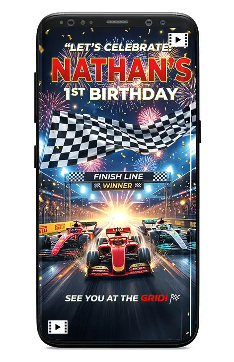Race Car Birthday Invitation Video